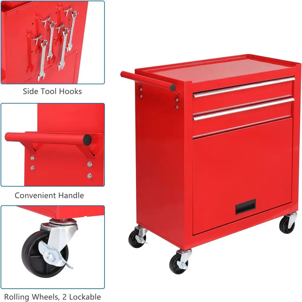 Portable Rolling Tool Chest With Detachable Top For Garage Workshop