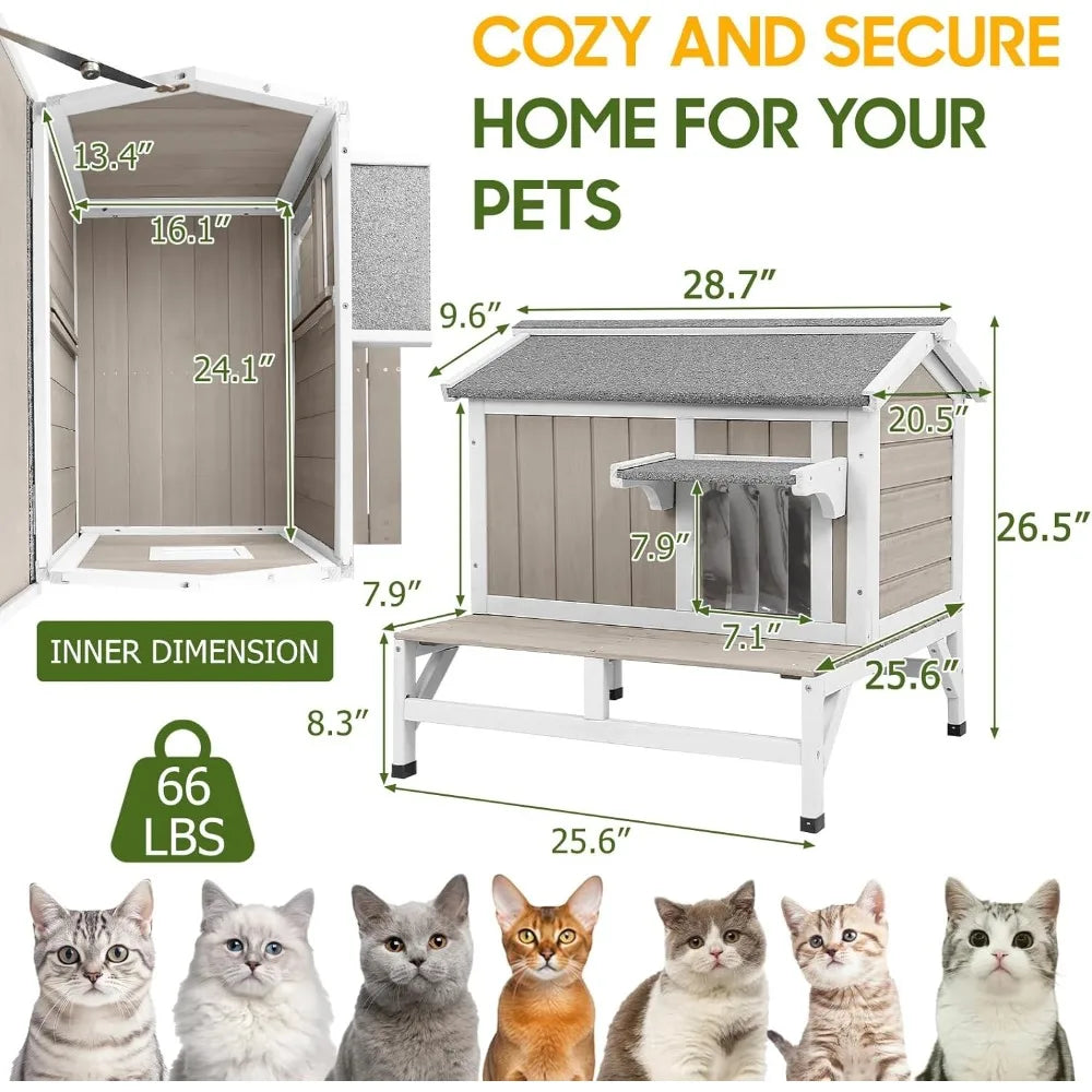 Outdoor Cat House Feral Shelter Wooden Pet House