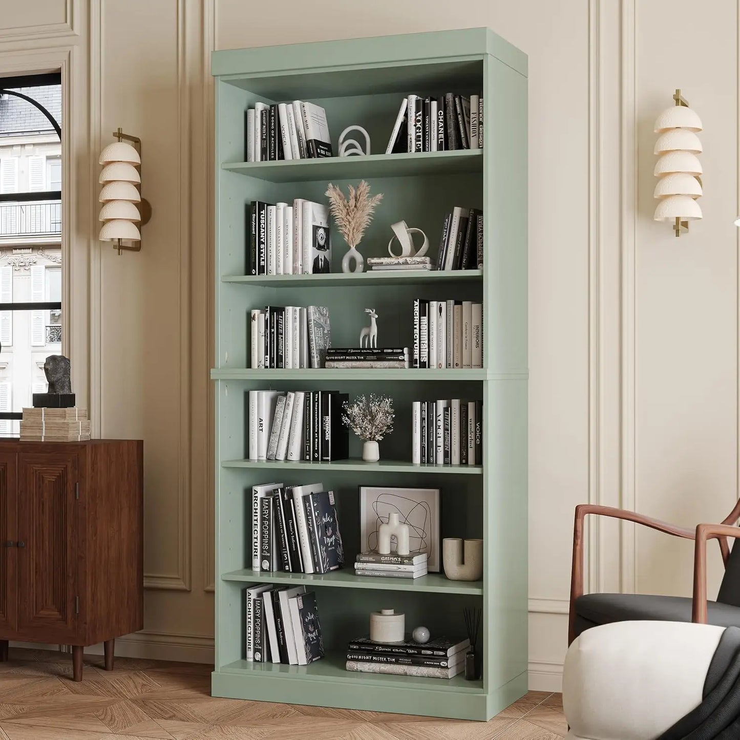 Stackable 6 Tier Solid Wood Bookcase Open Display Shelf