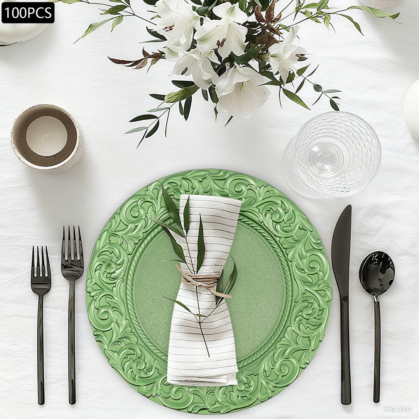 Charger Plates 100 Piece Round Reusable Serving Set for Weddings