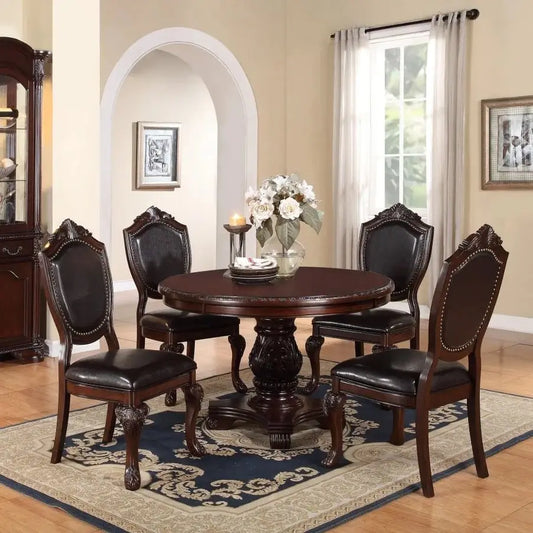 Classic Antique Round Dining Table And 4 Chairs Set