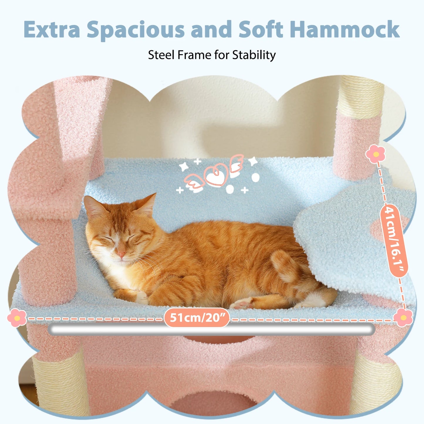 PETEPELA Cat Tree Tower With Sisal Posts Hammocks And Condos