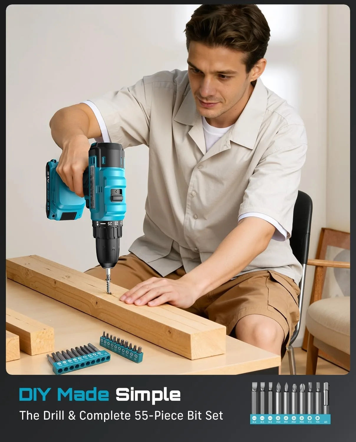 Seesii 190 Pc Cordless Drill Tool Kit With Toolbox