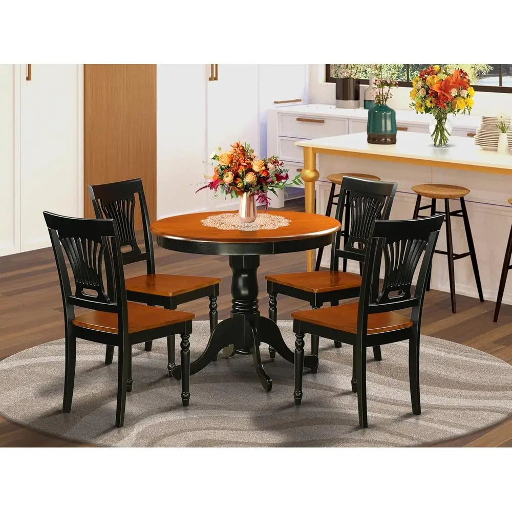 ANPL5-W 5 Piece Kitchen Table And Chairs Set Round Pedestal