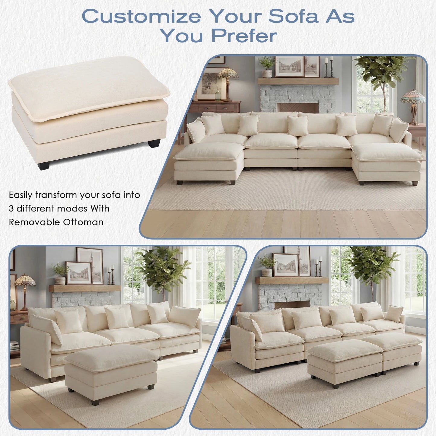 Redlife Premium Modular Sectional Sofa With Ottoman