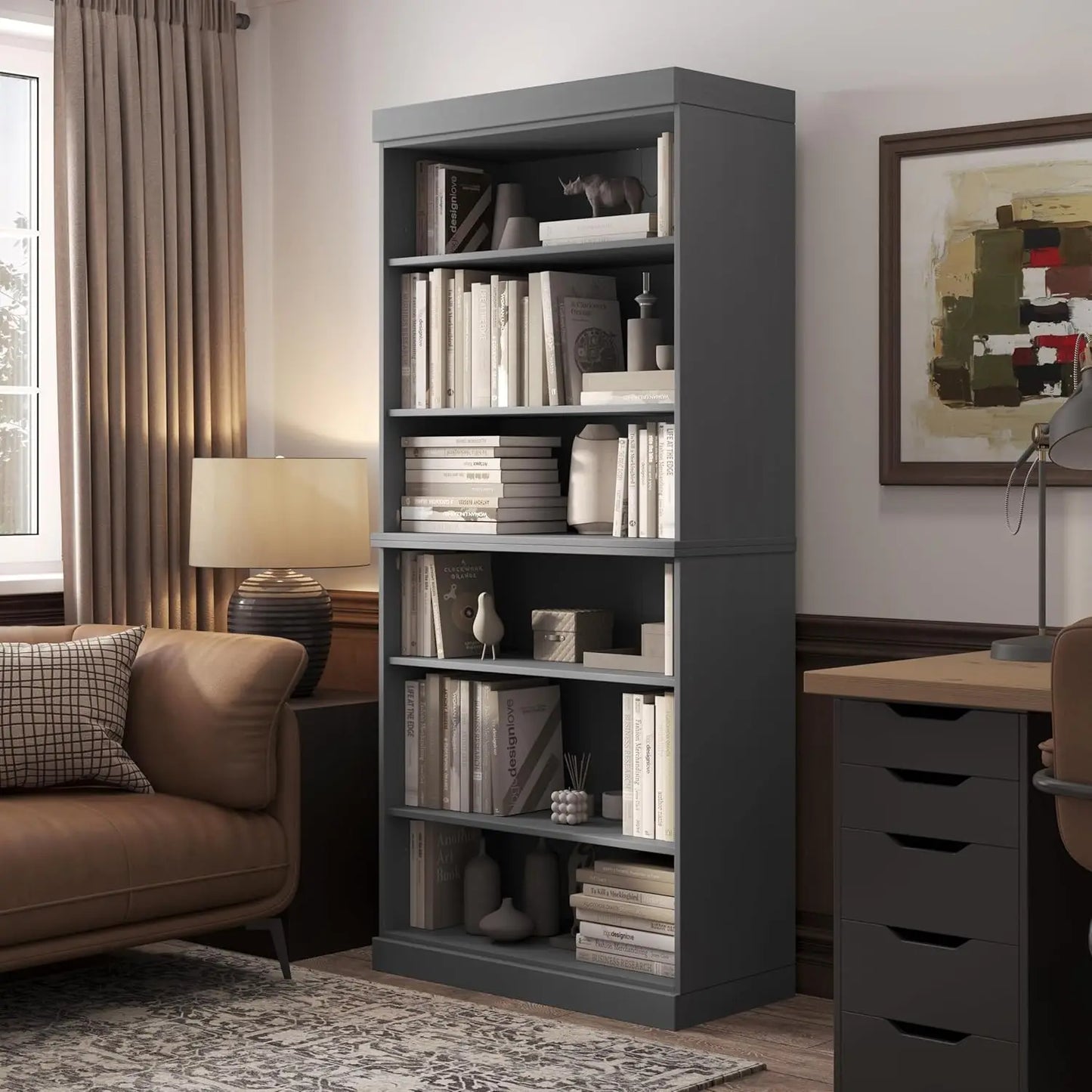 Stackable 6 Tier Solid Wood Bookcase Open Display Shelf