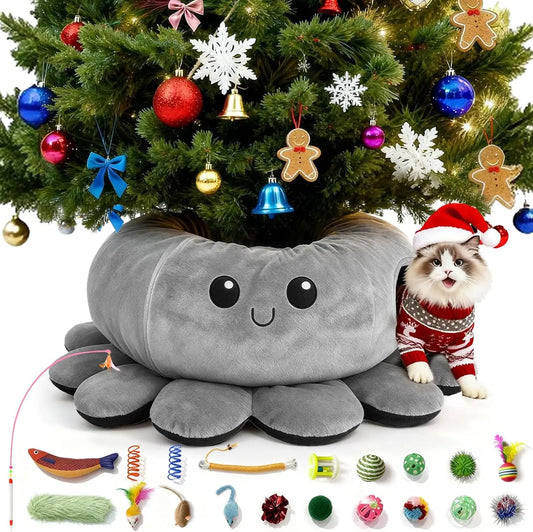 PETRAVEL Cat Tunnel Bed Octopus Shaped Cave With 20 Toys