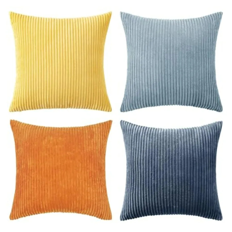 Boho Farmhouse Throw Pillow Covers 4 Pack Corduroy Cushion Covers For Couch