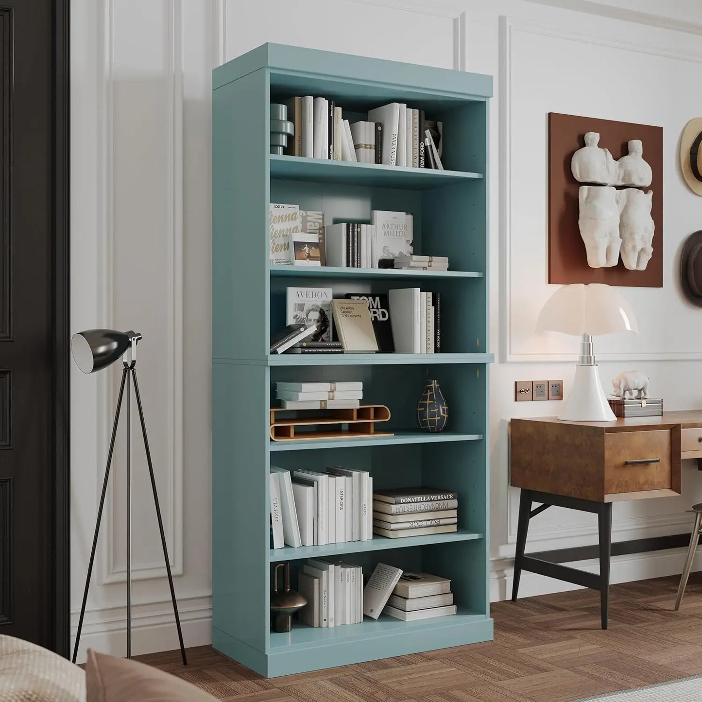 Stackable 6 Tier Solid Wood Bookcase Open Display Shelf
