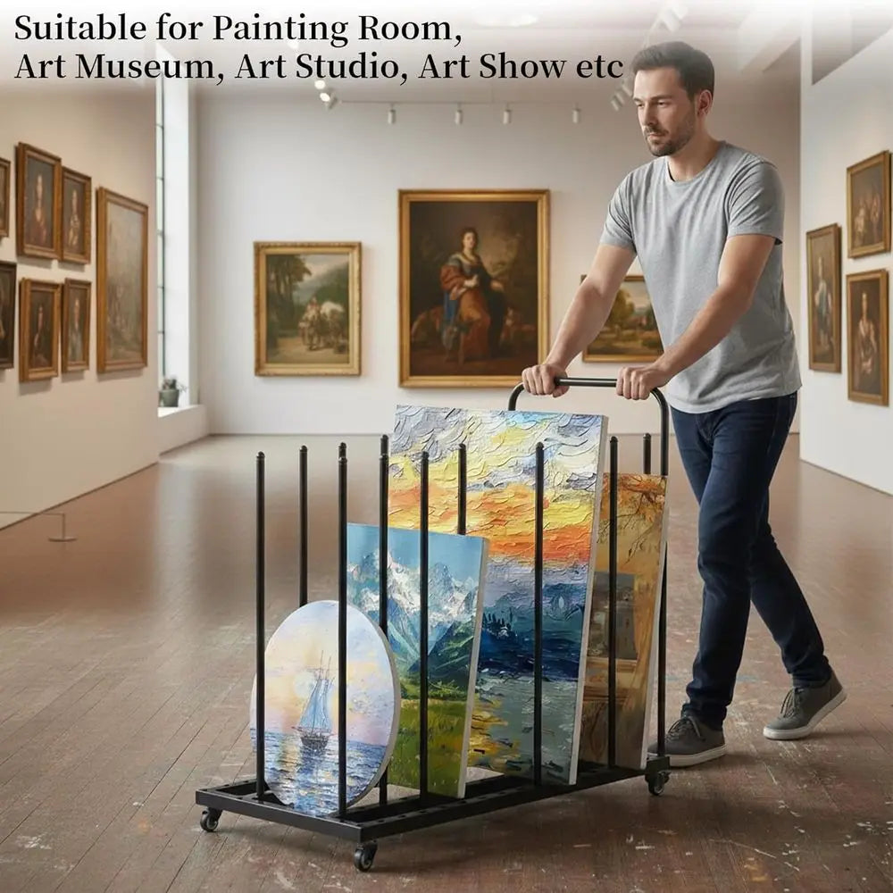 Art Storage Rack, Art Drying Rack, Art Canvas Organizer, Paint Display Rack Metal(Black)