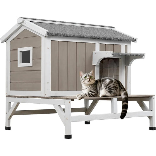 Outdoor Cat House Feral Shelter Wooden Pet House