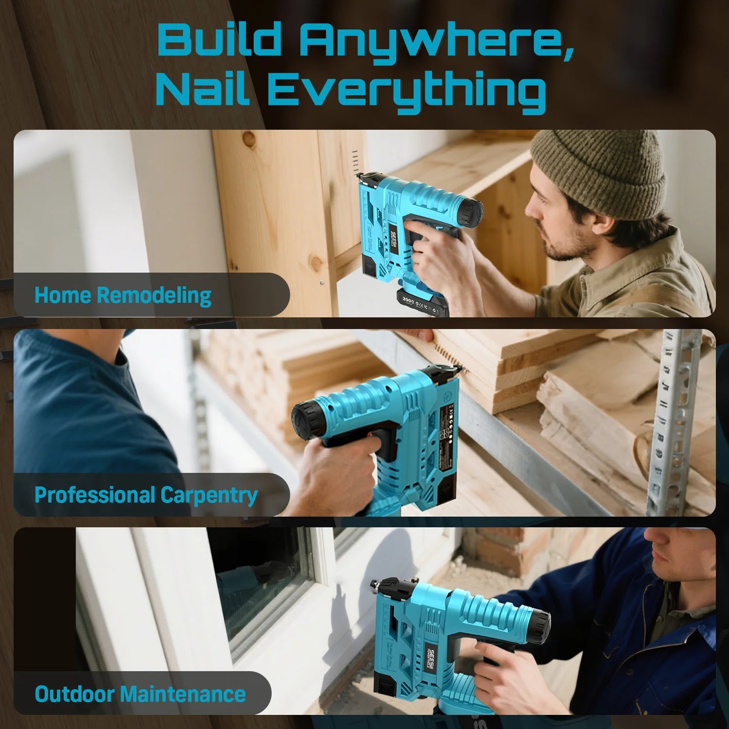 Seesii 18 Gauge Cordless Brad Nailer With 1000 Nails And Batteries