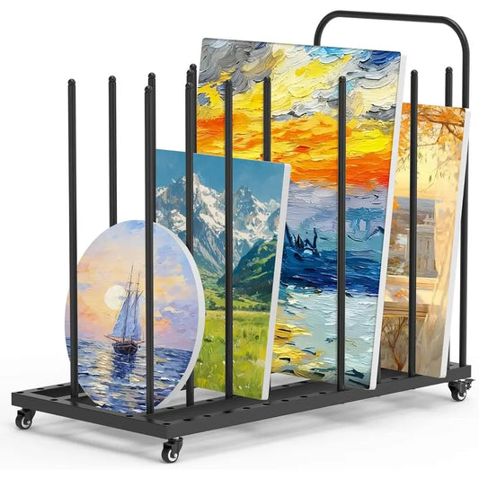 Art Storage Rack, Art Drying Rack, Art Canvas Organizer, Paint Display Rack Metal(Black)