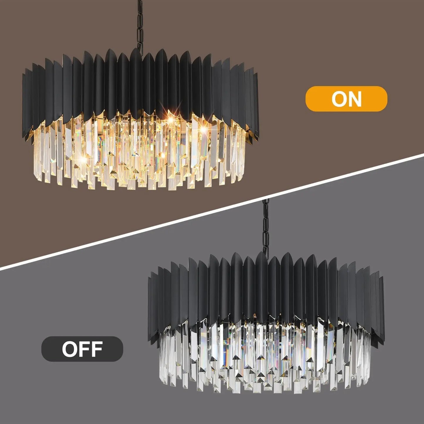 Height Adjustable Crystal Chandelier Semi Flush Mount Light