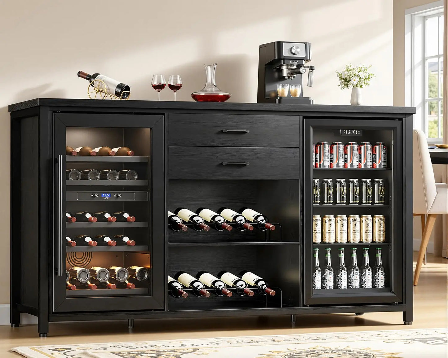 Coffee Bar Cabinet With Built In Fridge Spaces Wood Farmhouse Style