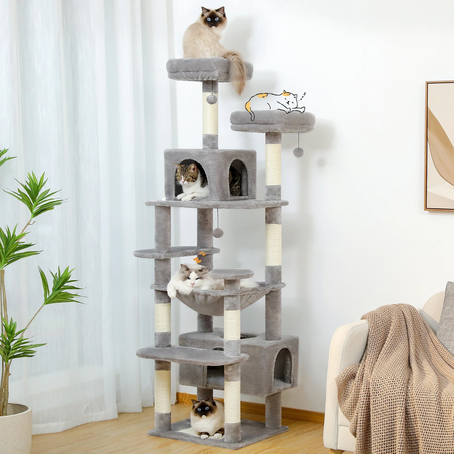 PAWZ Road Five-Tier Cat Tree Tower With Sisal Scratching Posts