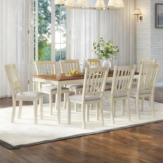 Armhouse Solid Wood Dining Table Set With Upholstered Chairs