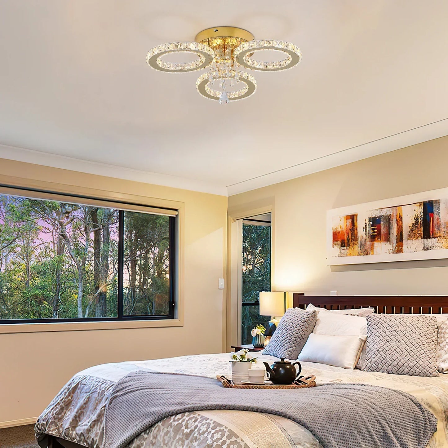 VETRULUS Modern LED Crystal Ceiling Chandelier for Living Room