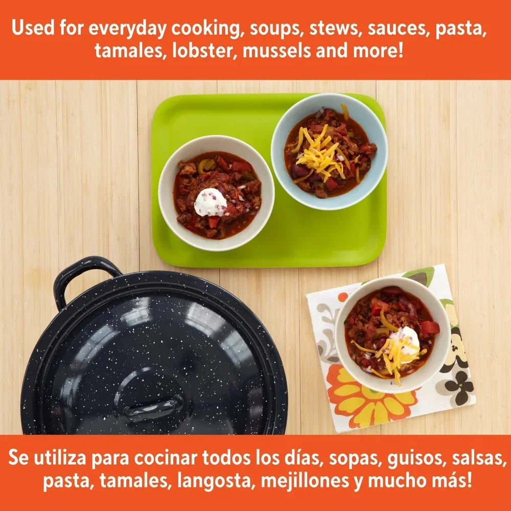 Enamel Stock Pot Durable Metal Oven Safe With Double Handles