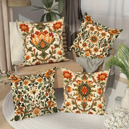 Vintage Floral Throw Pillow Covers Set For Sofa Decor