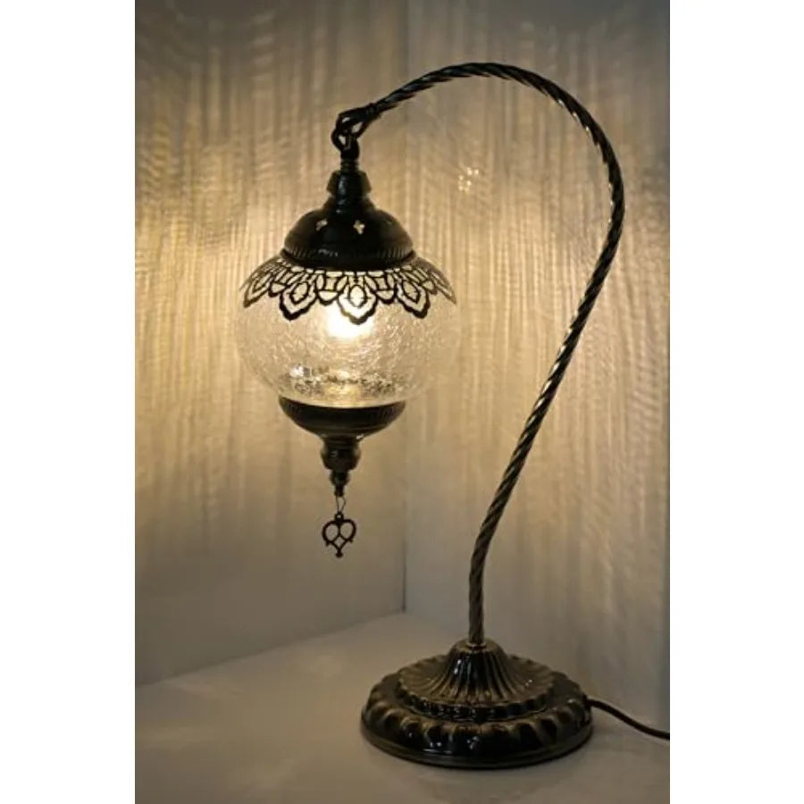 Turkish Mosaic Glass Swan Neck Lamp Bedside Tiffany Style