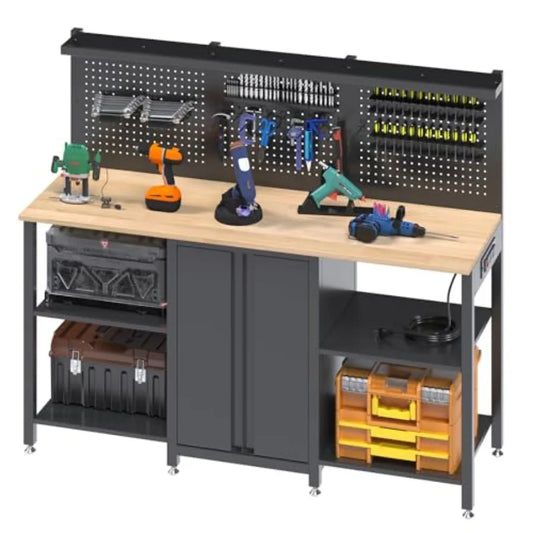 Heavy Duty Workbench And Garage Cabinet Storage System 2000 Lbs