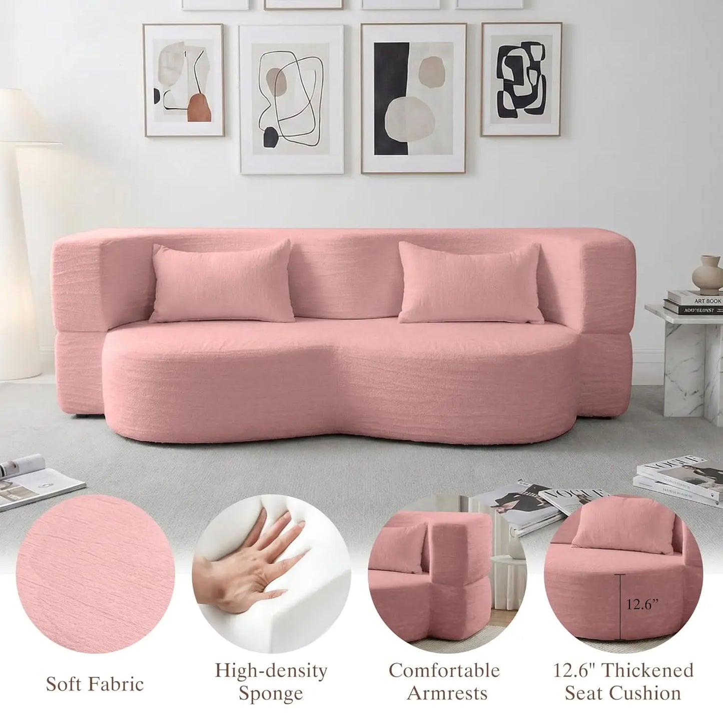Convertible Sofa Bed 2 In 1 Fabric Folding Couch Mattress
