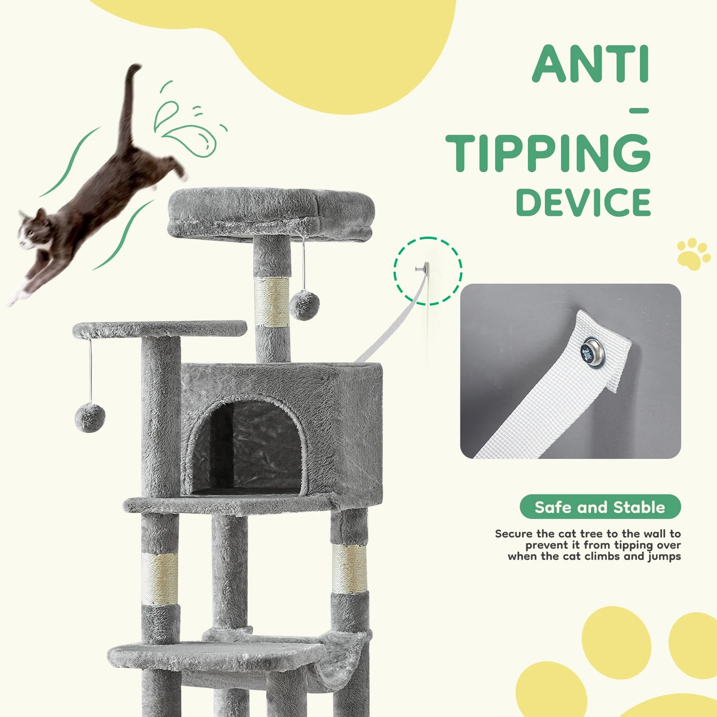 JHK Cat Tree Multi Level Cat Climbing Tower Sisal Posts