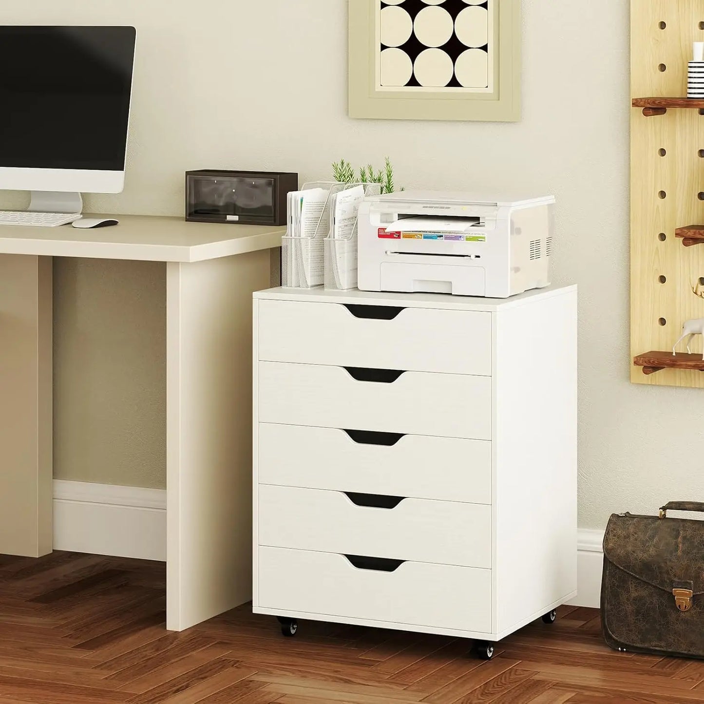 Mobile File Cabinet On Wheels Five Drawer For Home Office