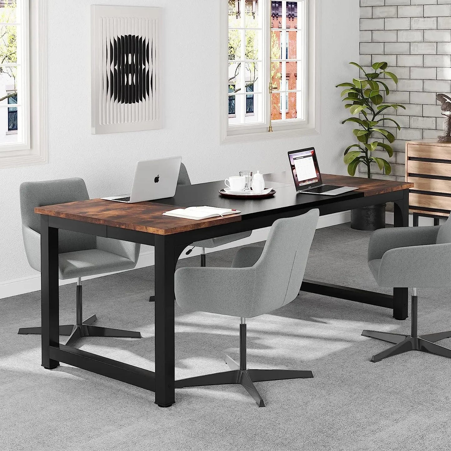 Tribesigns Modern Large Wood Computer Desk Office Workstation