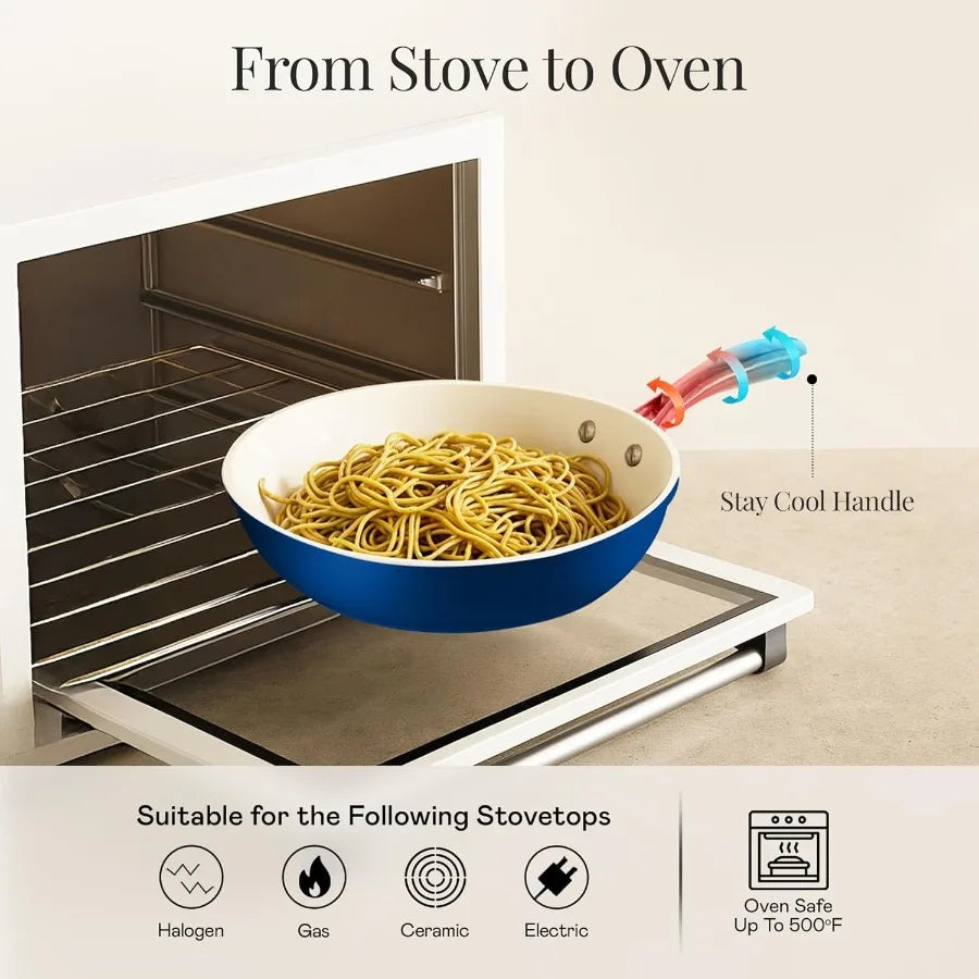 Ceramic 12 Piece Cookware Set Nonstick Pots And Pans Steamer