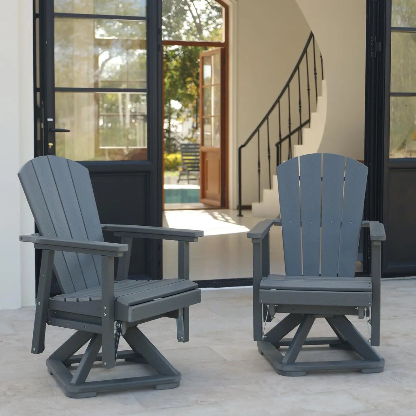 HDPE Swivel Glider Chair Outdoor Weather Resistant Adirondack Rocker