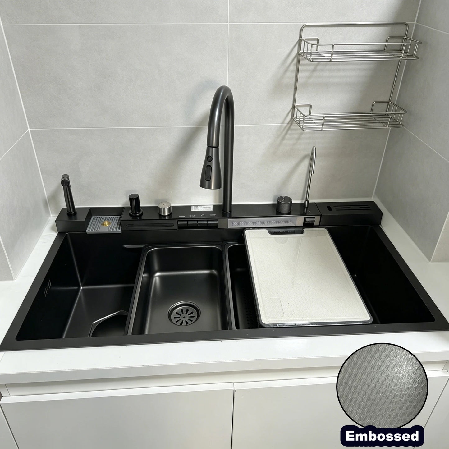 BusySink Stainless Steel Kitchen Sink With Faucet And Digital Display
