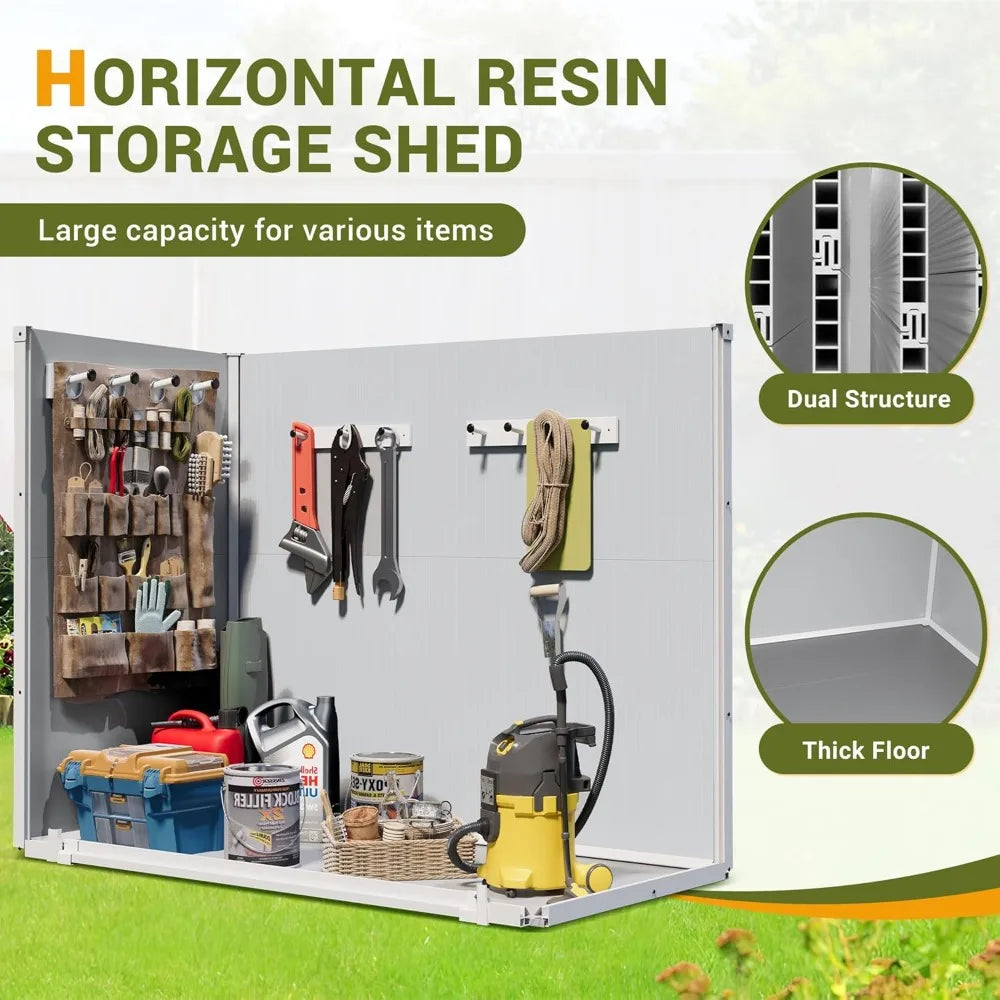 Resin Outdoor Storage Shed With Thickened Floor And Lockable Door