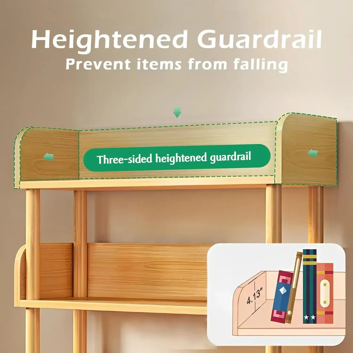 5 Tier Wooden Open Bookcase Modern Display Bookshelf Top Edge