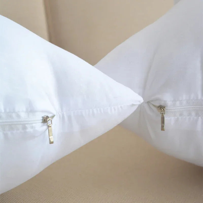 Solid Polyester Cotton Throw Pillow Set With Fiber Fill For Sofa Bed
