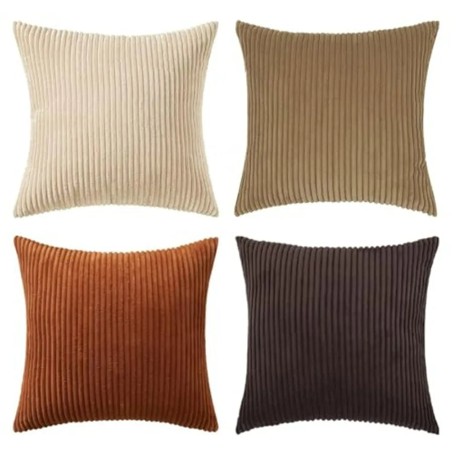 Boho Farmhouse Throw Pillow Covers 4 Pack Corduroy Cushion Covers For Couch