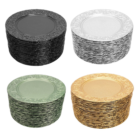 Charger Plates 100 Piece Round Reusable Serving Set for Weddings