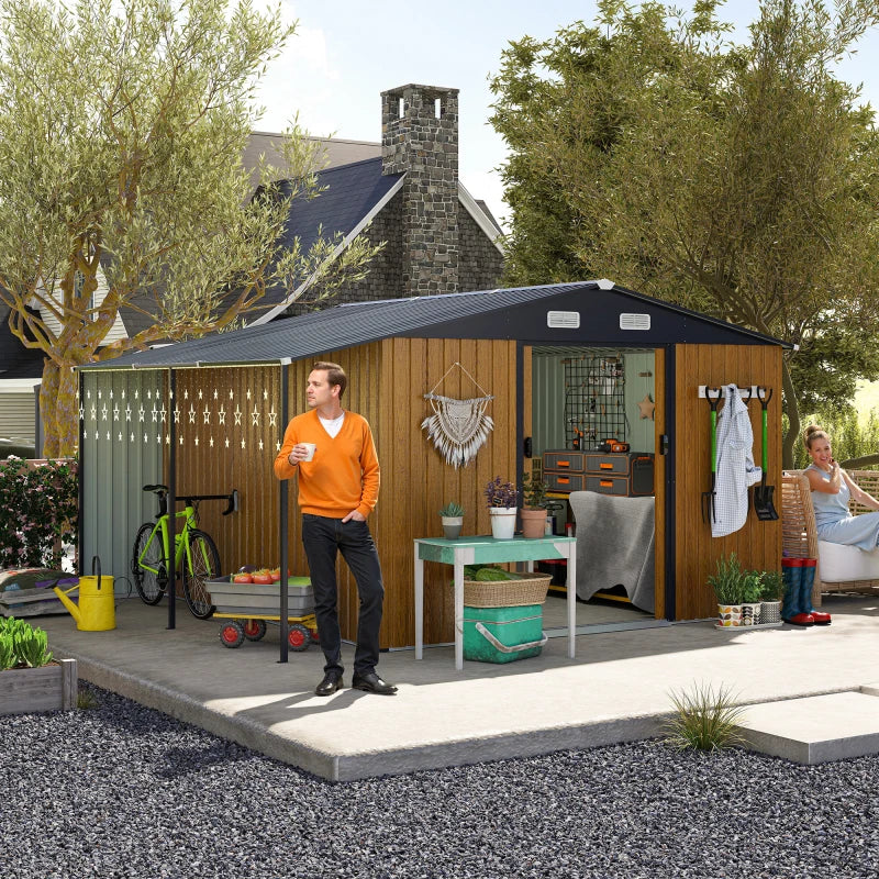 Oversized Outdoor Metal Storage Shed With Lockable Doors