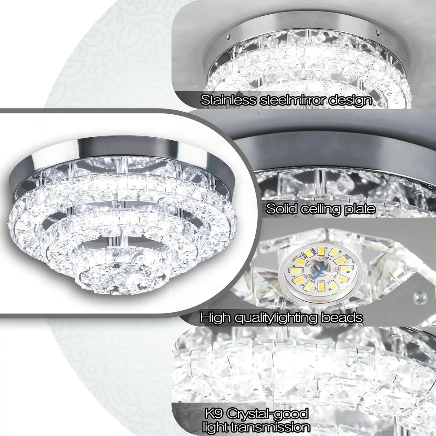 FRIXCHUR Crystal Chandeliers Modern Ceiling Light LED Chandelier Fixture