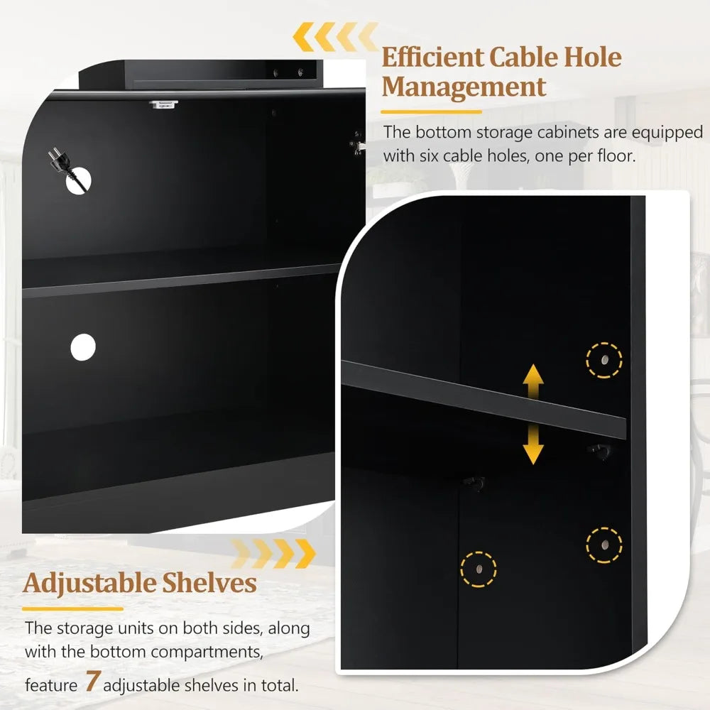 RBXC Modern TV Stand With 6 Doors And Adjustable Shelves