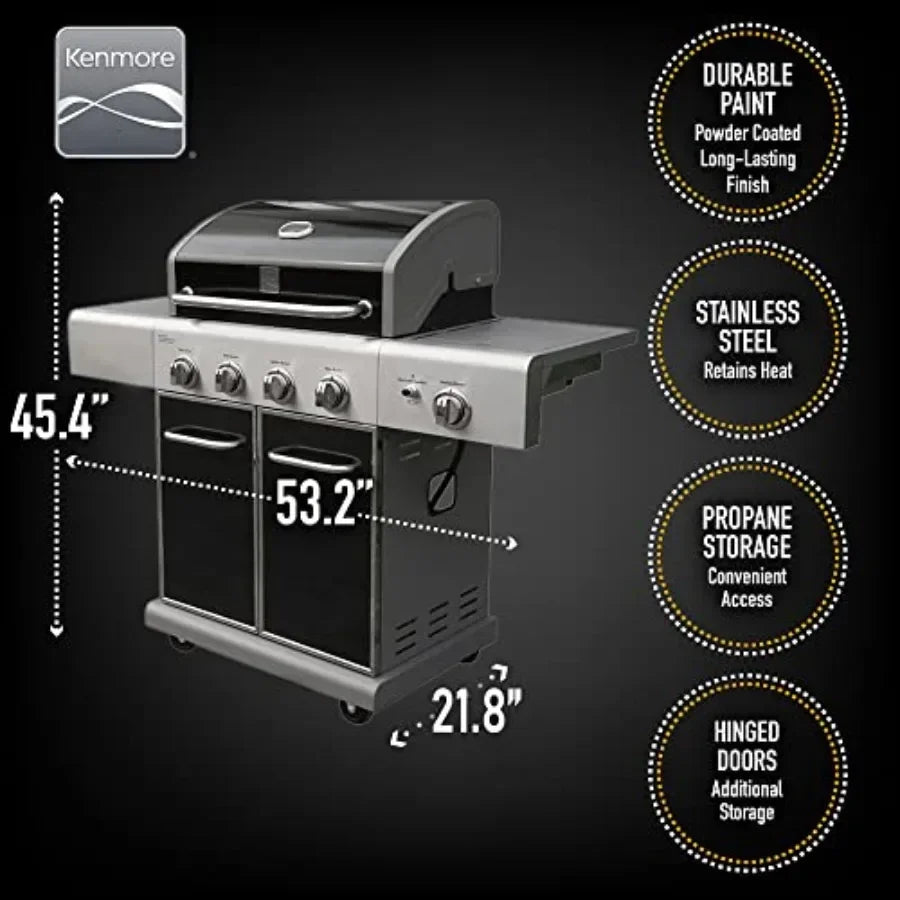 4 Burner BBQ Gas Grill Featuring Searing Side Burner