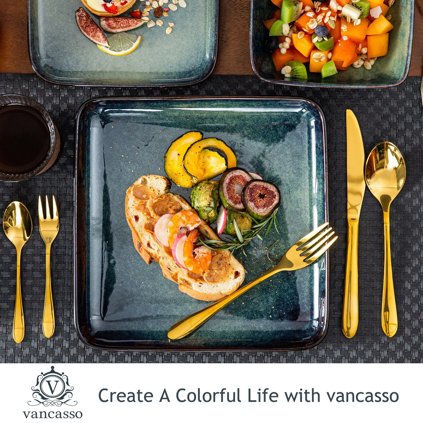 MALACASA Stern Ceramic Dinner Set For 4 People Kitchen Tableware