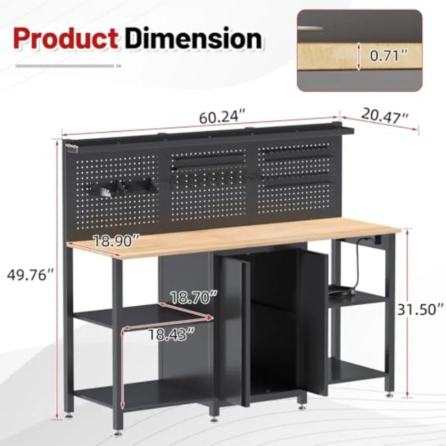 Heavy Duty Workbench And Garage Cabinet Storage System 2000 Lbs
