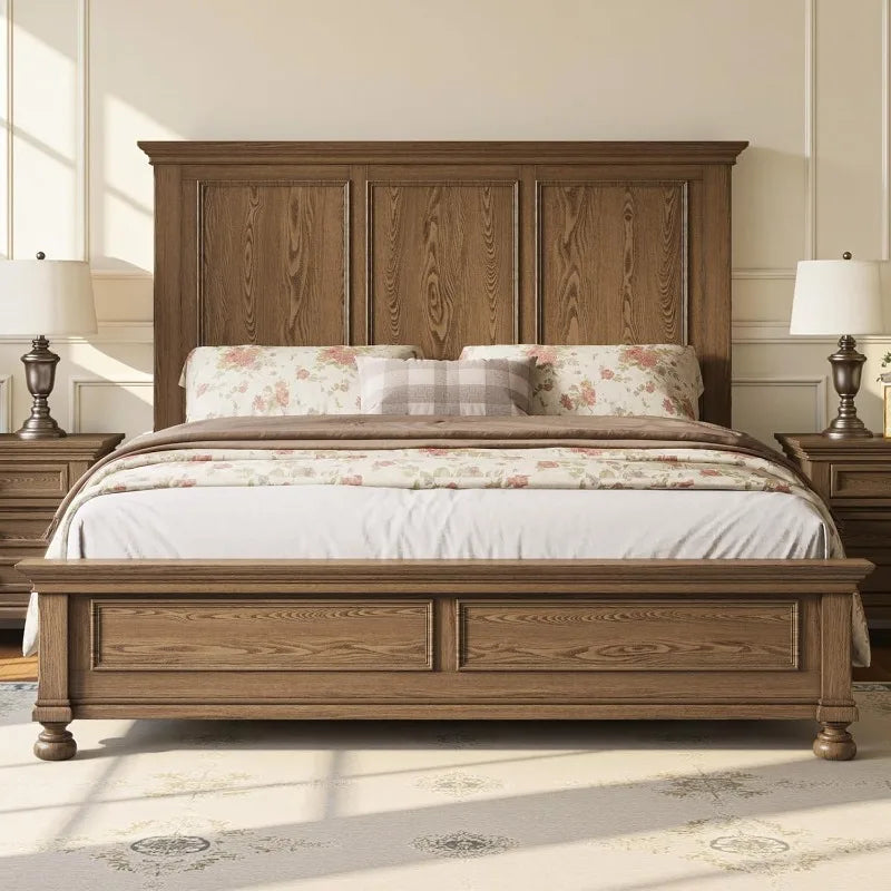Solid Wood Platform Bed Frame With Underbed Storage Slats