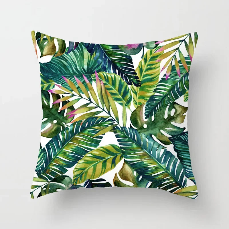 Tropical Leaf Cactus Double-sided Plush Throw Pillow