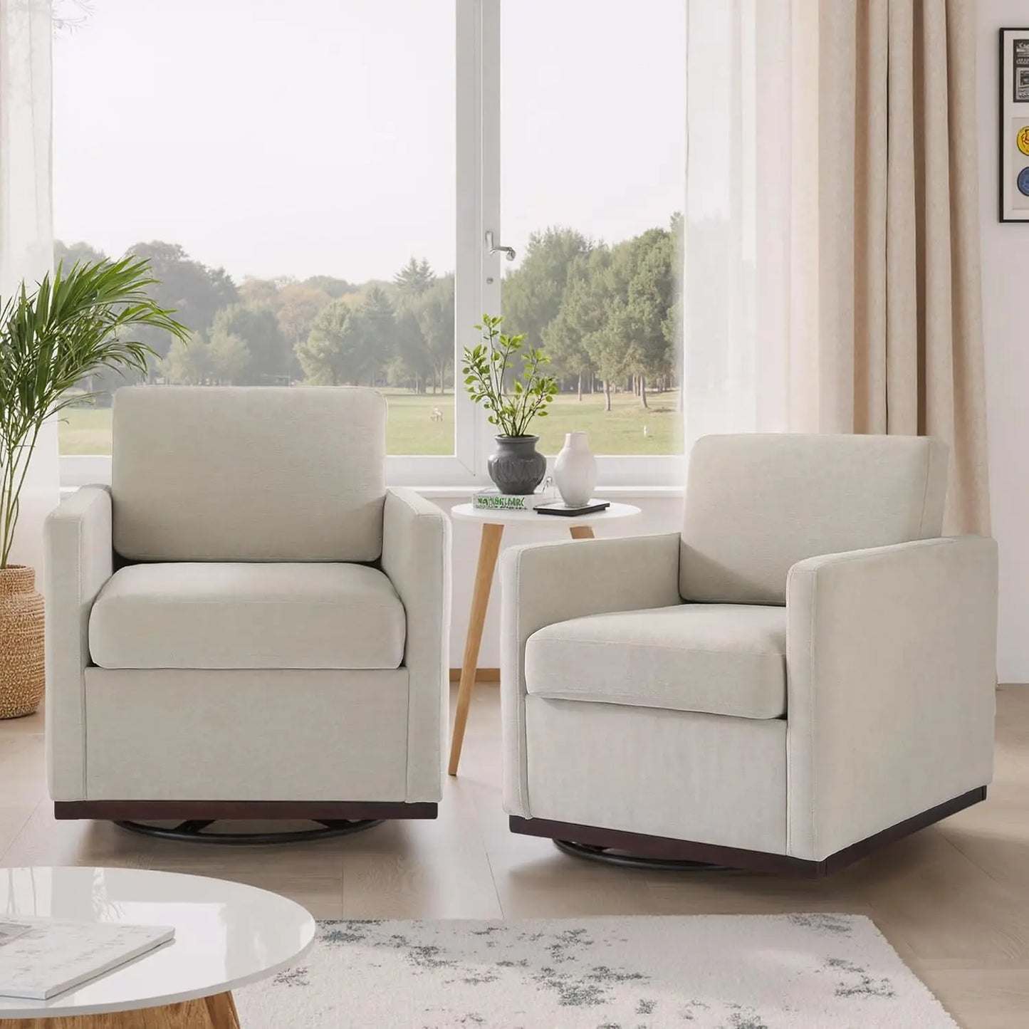 Upholstered Club Armchairs Set of 2 Chenille Fabric