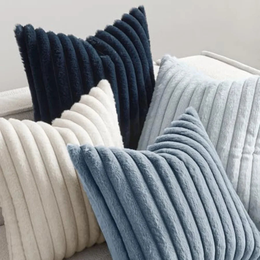 Faux Fur Plush Premium Pillowcases Set of 4 for Sofa