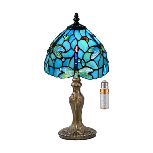 Tiffany Style Dragonfly Stained Glass Table Lamp for Bedroom and Living Room