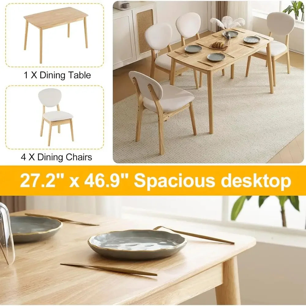 5-Piece Wood Dining Table And Chairs Set For Kitchen